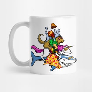 Animals Riding Shark Mug